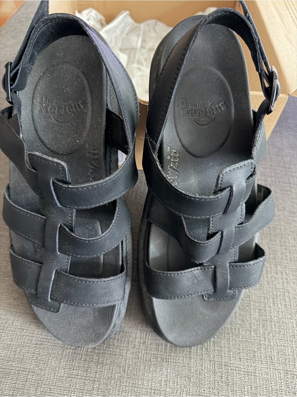 Womens DR MARTENS Air Wair Yelena Sandals Black Size 10 Hydro Leather - Picture 6 of 14